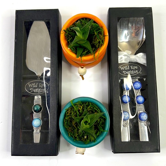 NIB 3 Piece Wild Eyes Stainless Pie Salad Spoon & Fork Serving Set - Picture 8 of 8